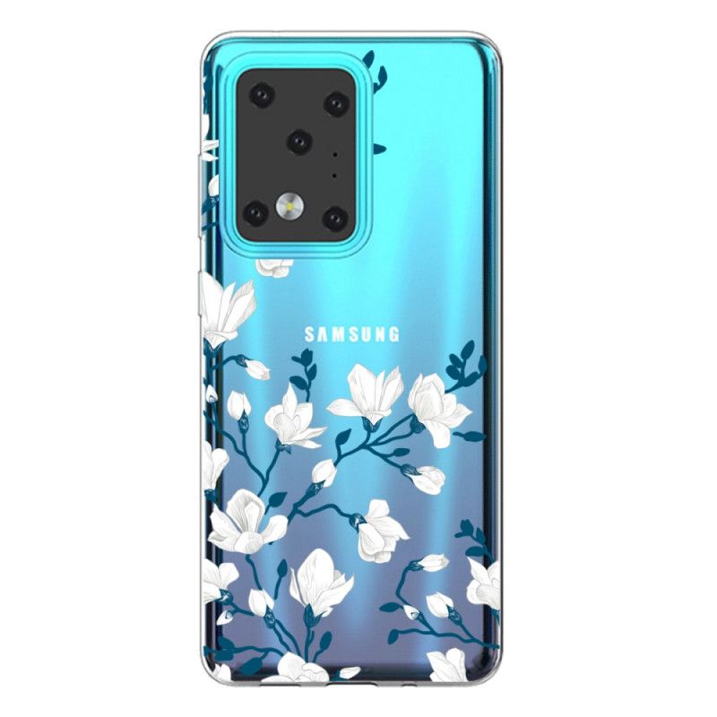 Etui Samsung Galaxy S20 Ultra Białe Kwiaty