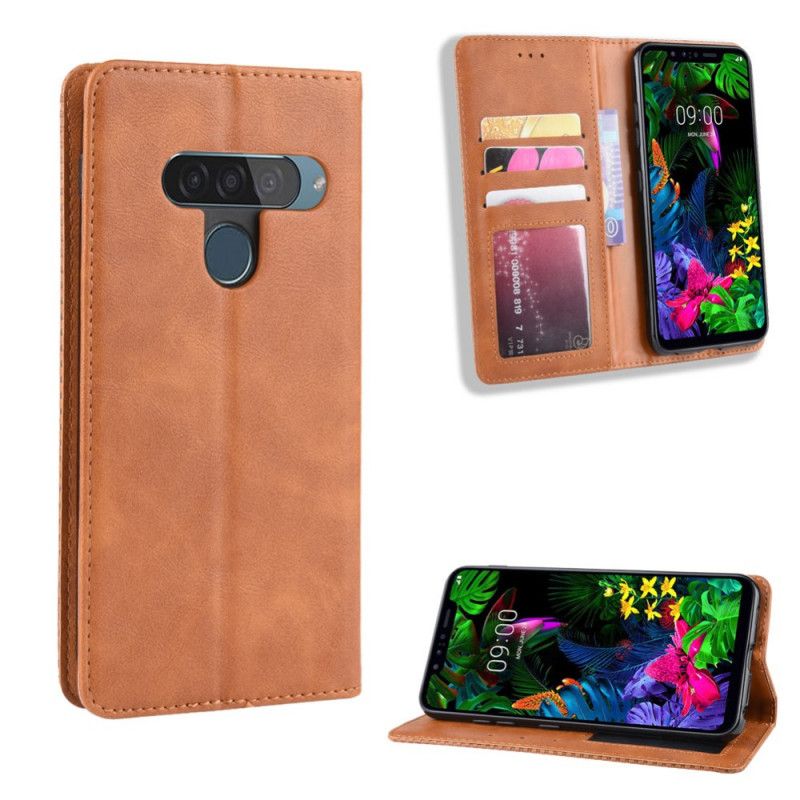 Flip Kotelot ThinQ LG G8S ThinQ Czerwony Czarny Etui na Telefon Stylizowany Efekt Skóry W Stylu Vintage