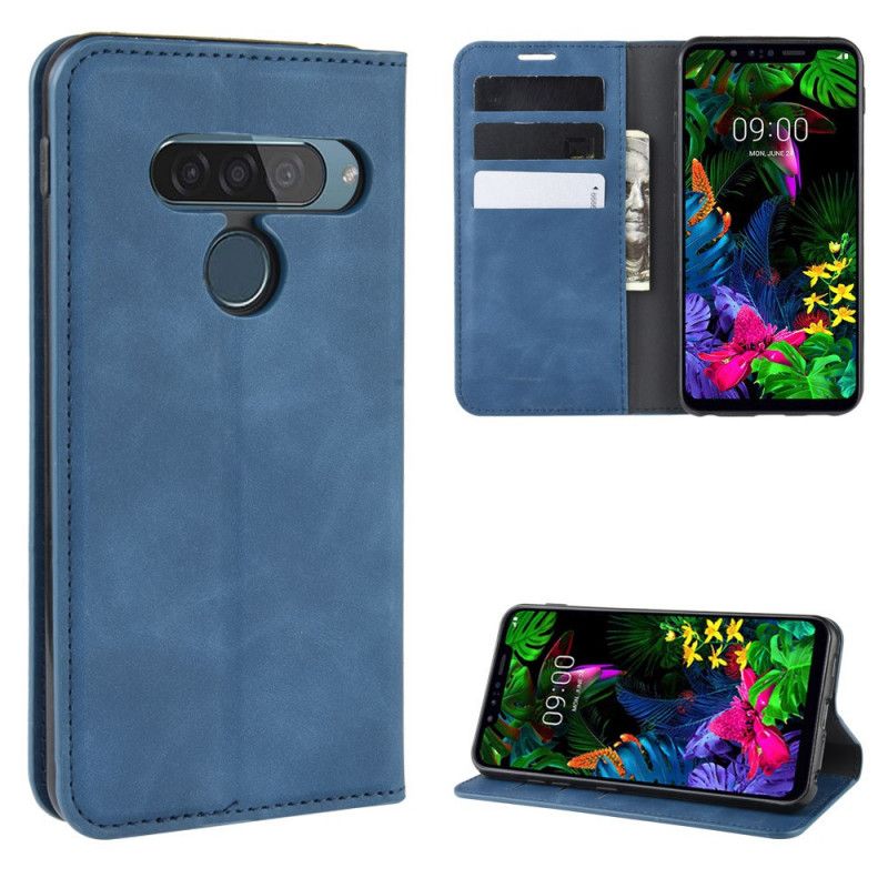 Flip Kotelot ThinQ LG G8S ThinQ Szary Czarny Elegancki Efekt Skóry