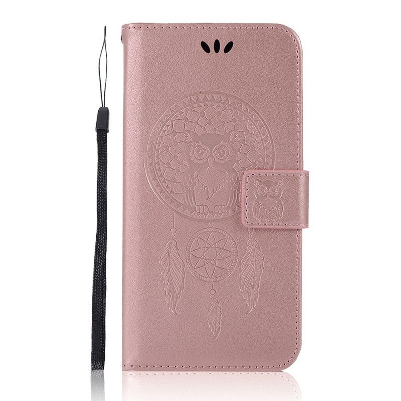 Etui Folio Samsung Galaxy A71 Szary Czarny Łapacz Snów Z Efektem Skóry Etui Ochronne