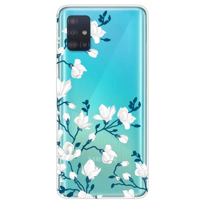 Etui Samsung Galaxy A71 Białe Kwiaty