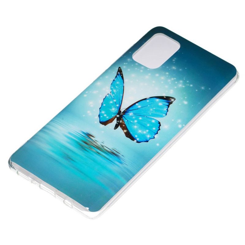 Futerały Samsung Galaxy A71 Etui na Telefon Fluorescencyjny Niebieski Motyl