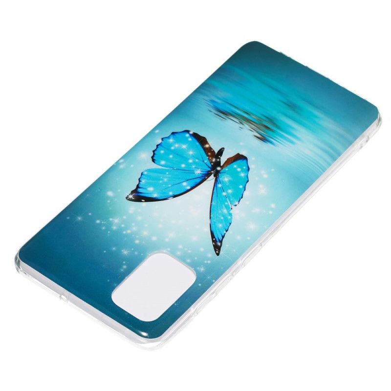 Futerały Samsung Galaxy A71 Etui na Telefon Fluorescencyjny Niebieski Motyl