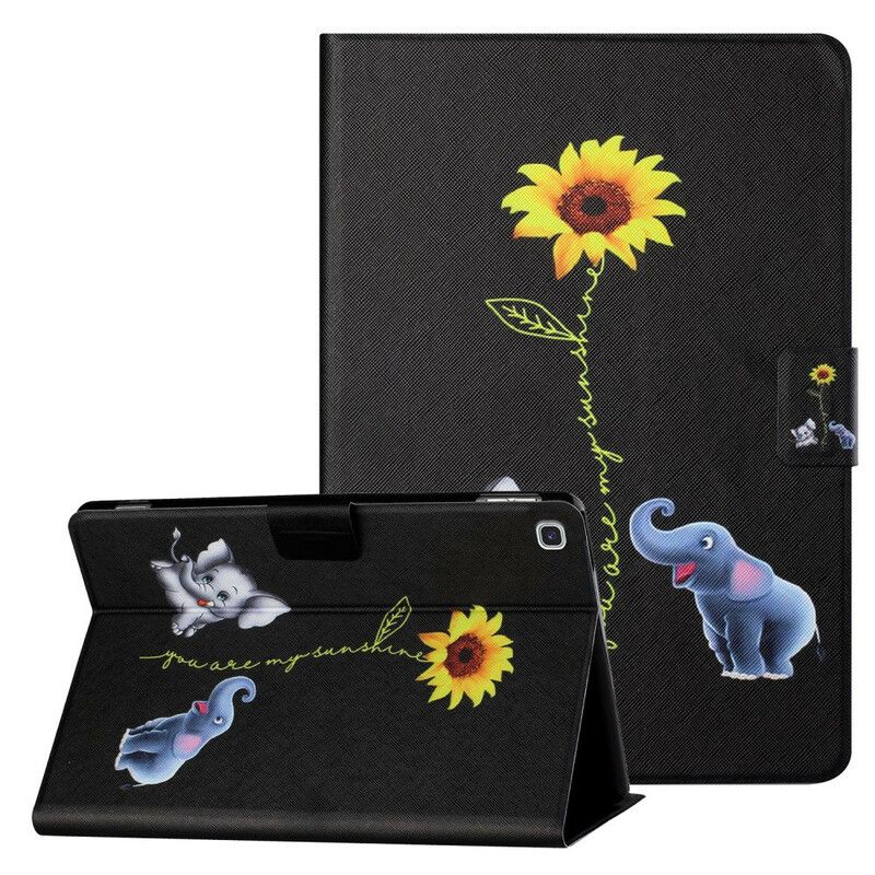 Etui Folio Samsung Galaxy Tab A7 Lite Słonecznikowe Słonie Etui Ochronne