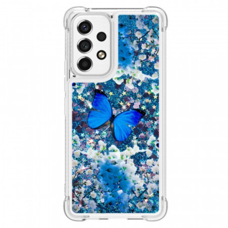 Etui do Samsung Galaxy A53 5G Błyszczące Niebieskie Motyle