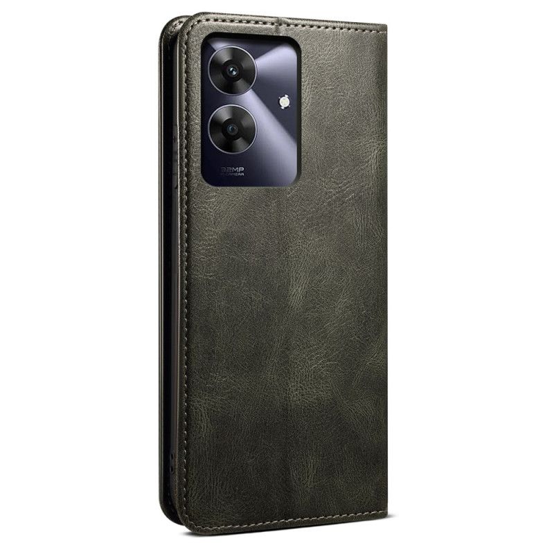 Flip Kotelot Realme C61 Woskowana Sztuczna Skóra Etui Ochronne