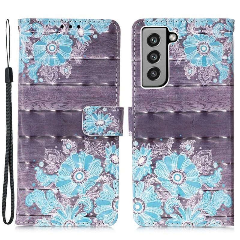 Etui Folio Do Samsung Galaxy S21 Fe Niebieskie Kwiaty