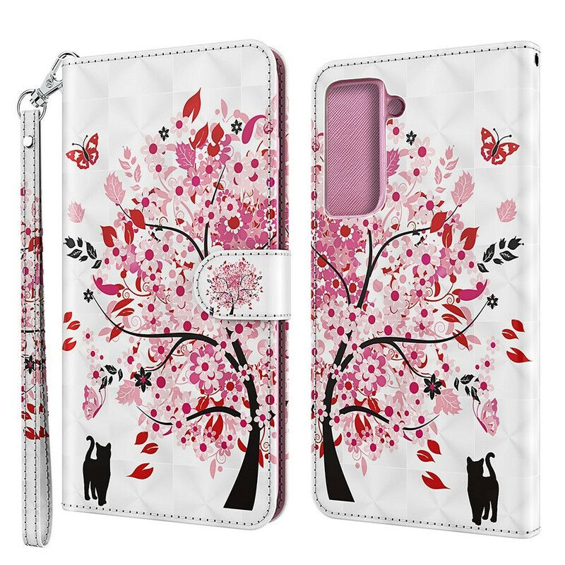 Etui Folio Samsung Galaxy S21 Fe Różowe Drzewo