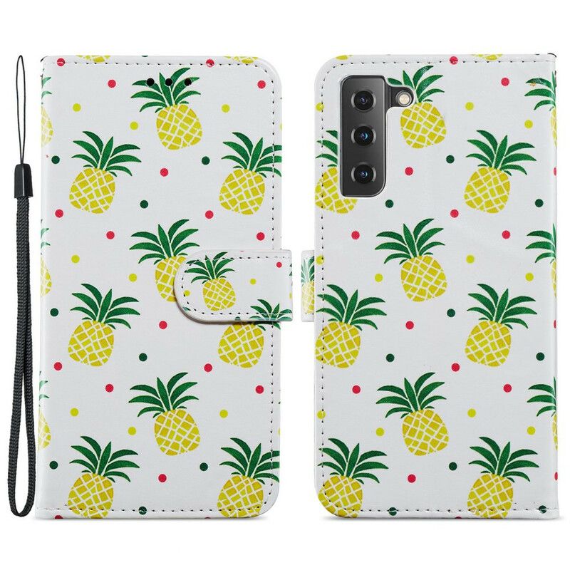 Etui Folio Samsung Galaxy S21 Fe Wiele Ananasów Etui Ochronne