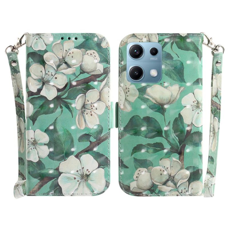 Pokrowce Xiaomi Redmi Note 14s Białe Kwiaty Ze Smyczką