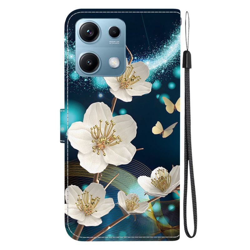 Skórzany Futerał Xiaomi Redmi Note 14s Etui Na Telefon Wzór Magnolii