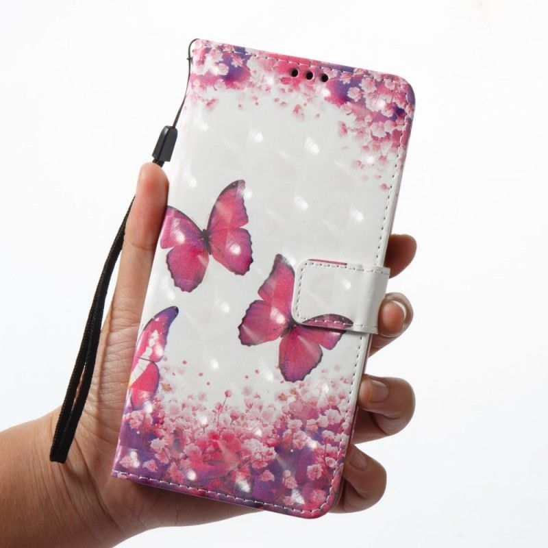 Etui Folio Samsung Galaxy A8 3D Czerwone Motyle Etui Ochronne