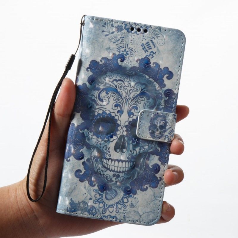 Etui Folio Samsung Galaxy A8 3D Niebieska Czaszka Etui Ochronne