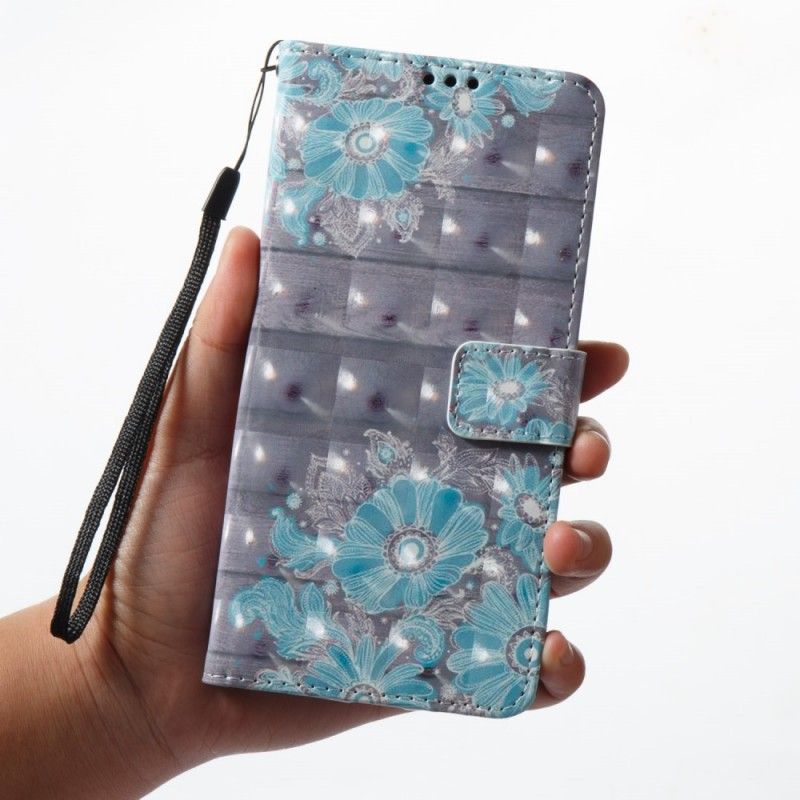 Etui Folio Samsung Galaxy A8 3D Niebieskie Kwiaty Etui Ochronne
