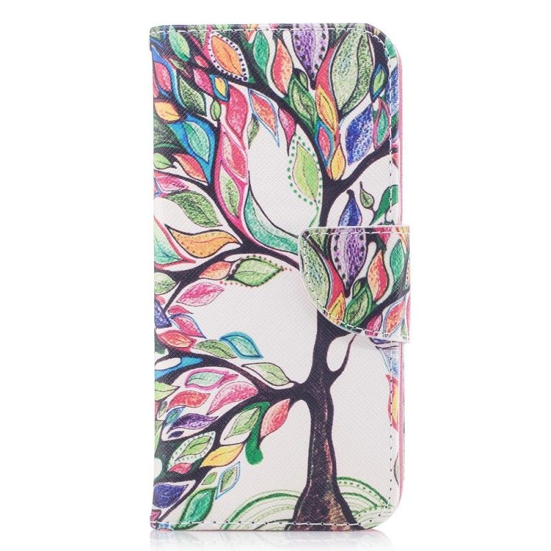 Etui Folio Samsung Galaxy A8 Kolorowe Drzewo Etui Ochronne