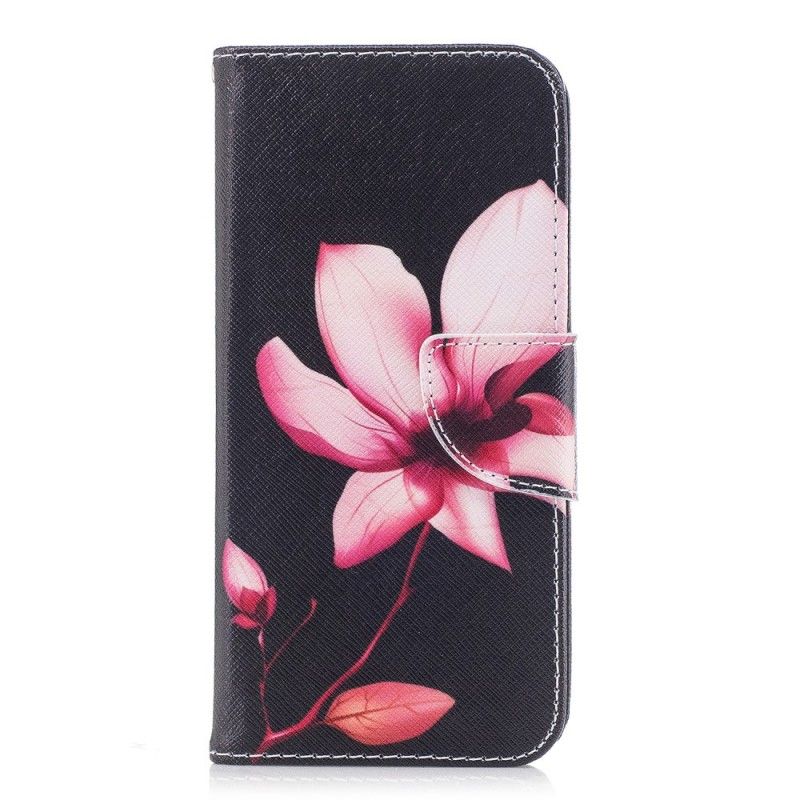 Skórzany Futerał Samsung Galaxy A8 Etui na Telefon Różowy Kwiat