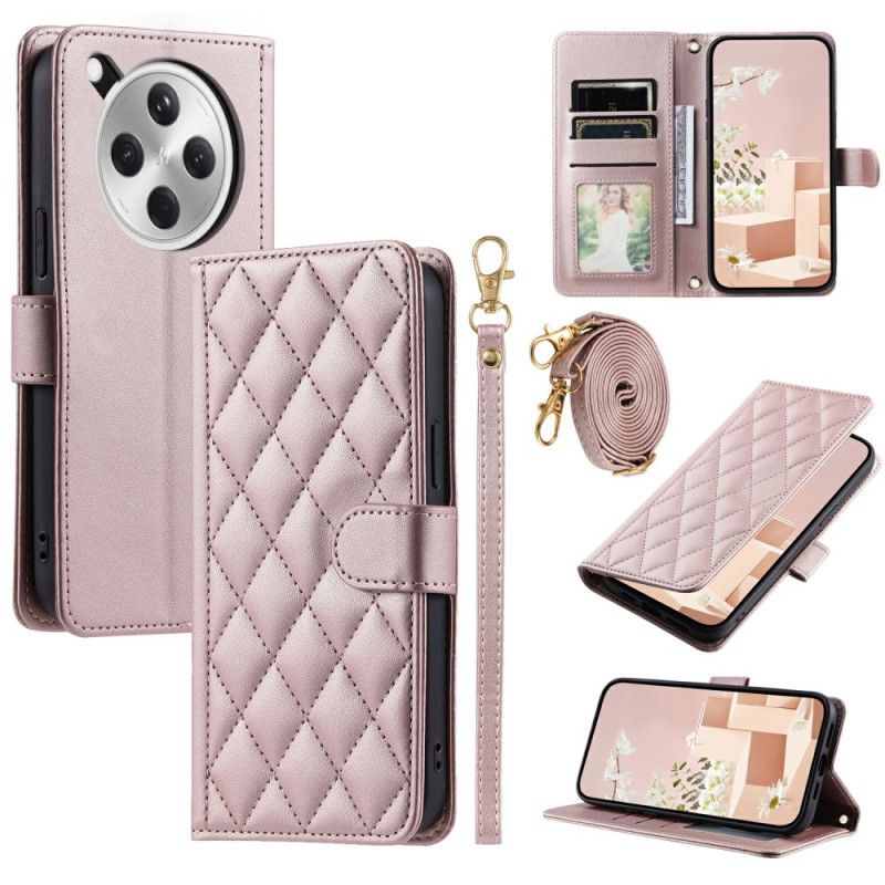 Etui Folio Oppo Find X8 Pikowane Z Paskiem I Na Ramię Pasek Etui Ochronne