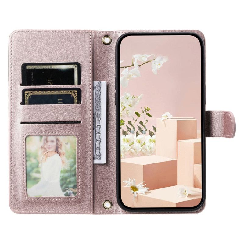 Etui Folio Oppo Find X8 Pikowane Z Paskiem I Na Ramię Pasek Etui Ochronne