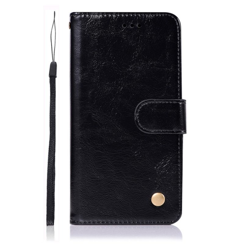 Etui Folio Samsung Galaxy A51 5G Czerwony Czarny Efekt Skóry W Stylu Vintage Z Paskiem