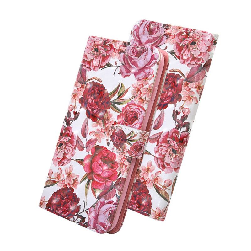 Etui Folio Samsung Galaxy A51 5G Jasne Punktowe Róże Z Paskiem