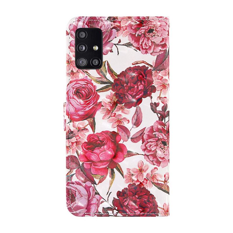 Etui Folio Samsung Galaxy A51 5G Jasne Punktowe Róże Z Paskiem