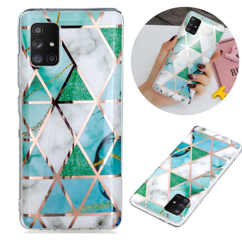 Etui Samsung Galaxy A51 5G Zielony Czarny Geometria W Kolorze Marmuru 2