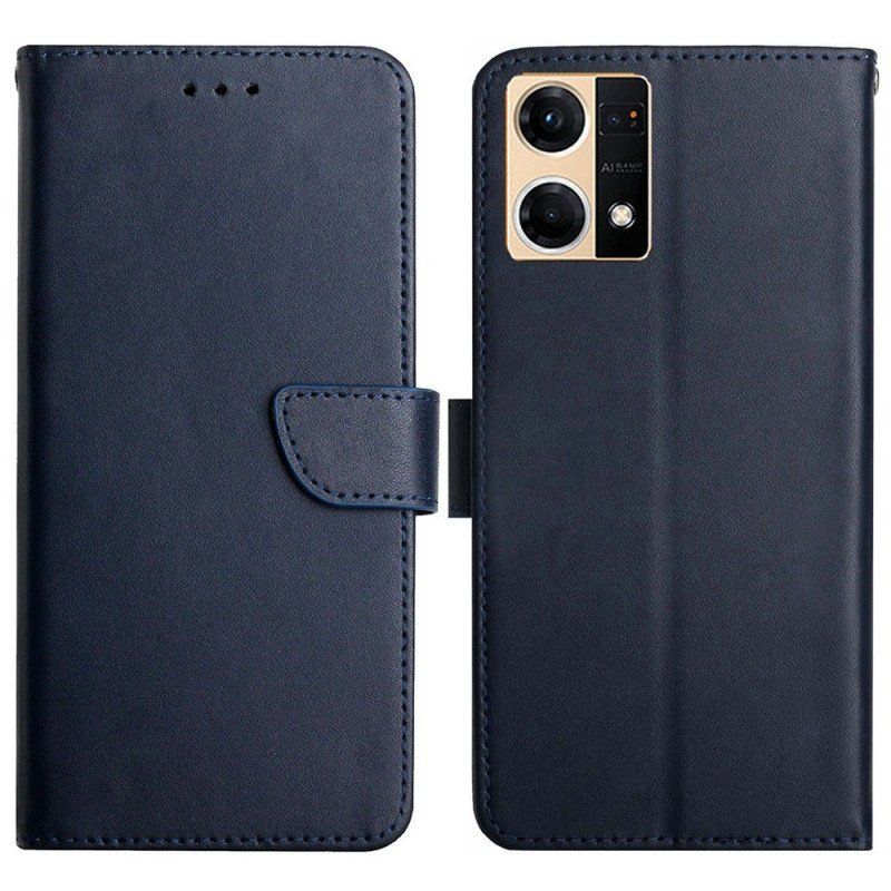 Etui Folio do Oppo Reno 7 Prawdziwa Skóra Nappa