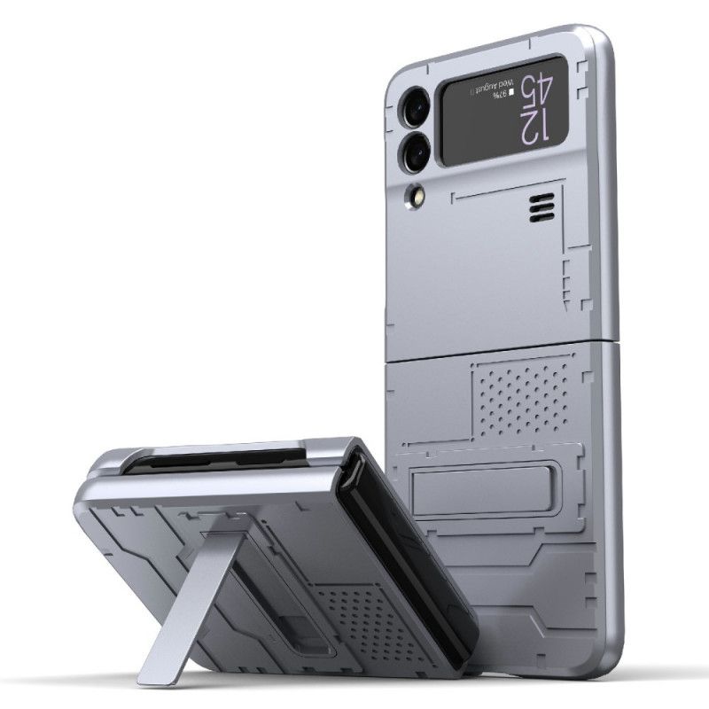 Etui Do Samsung Galaxy Z Flip 3 5g Metalowy Efekt Ze Stojakiem