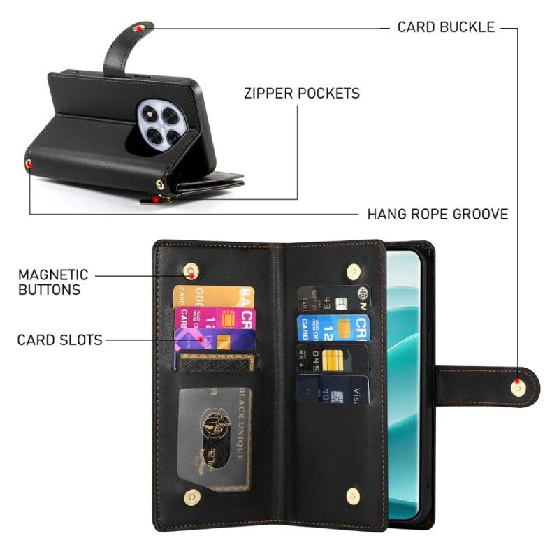 Etui Folio Do Xiaomi Redmi Note 15 Pro Plus 5g Kieszeń I Paski Na Zamek Błyskawiczny