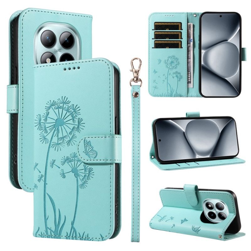 Etui Folio Do Xiaomi Redmi Note 15 Pro Plus 5g Wzór Dmuchawca I Pasek