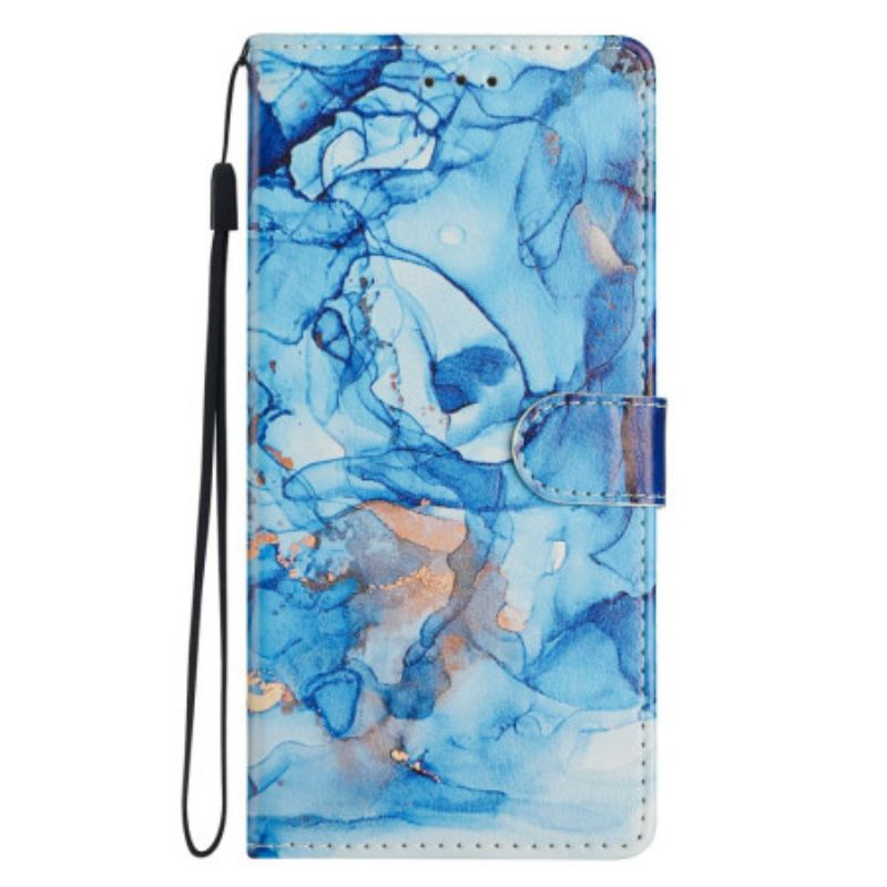 Etui Folio Xiaomi Redmi Note 15 Pro Plus 5g Efekt Niebieskiego Marmuru Etui Ochronne