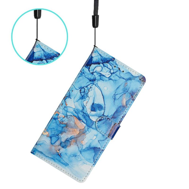 Etui Folio Xiaomi Redmi Note 15 Pro Plus 5g Efekt Niebieskiego Marmuru Etui Ochronne