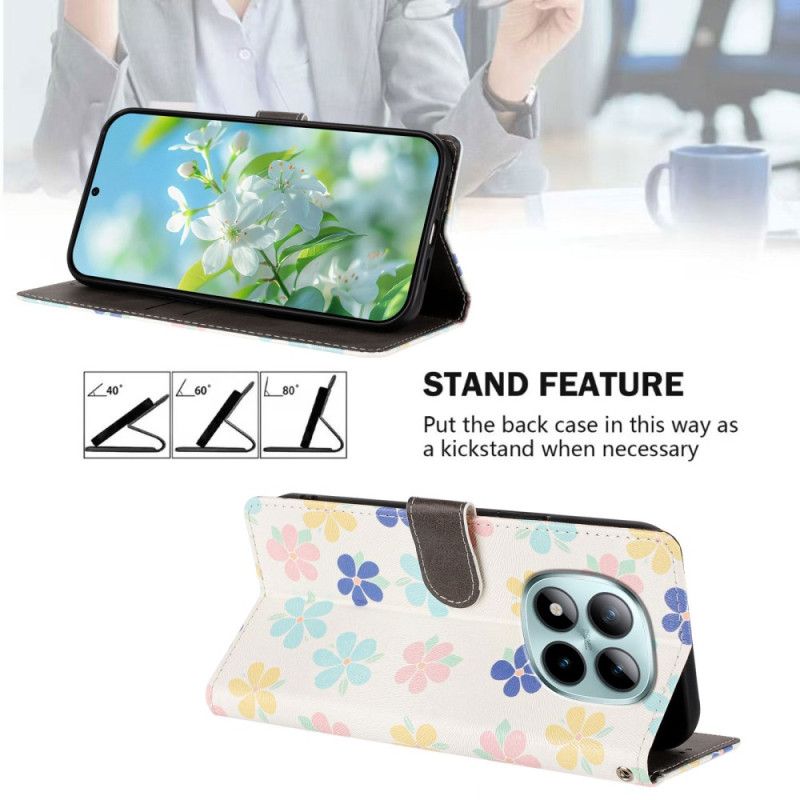 Etui Folio Xiaomi Redmi Note 15 Pro Plus 5g Małe Kwiaty Etui Ochronne