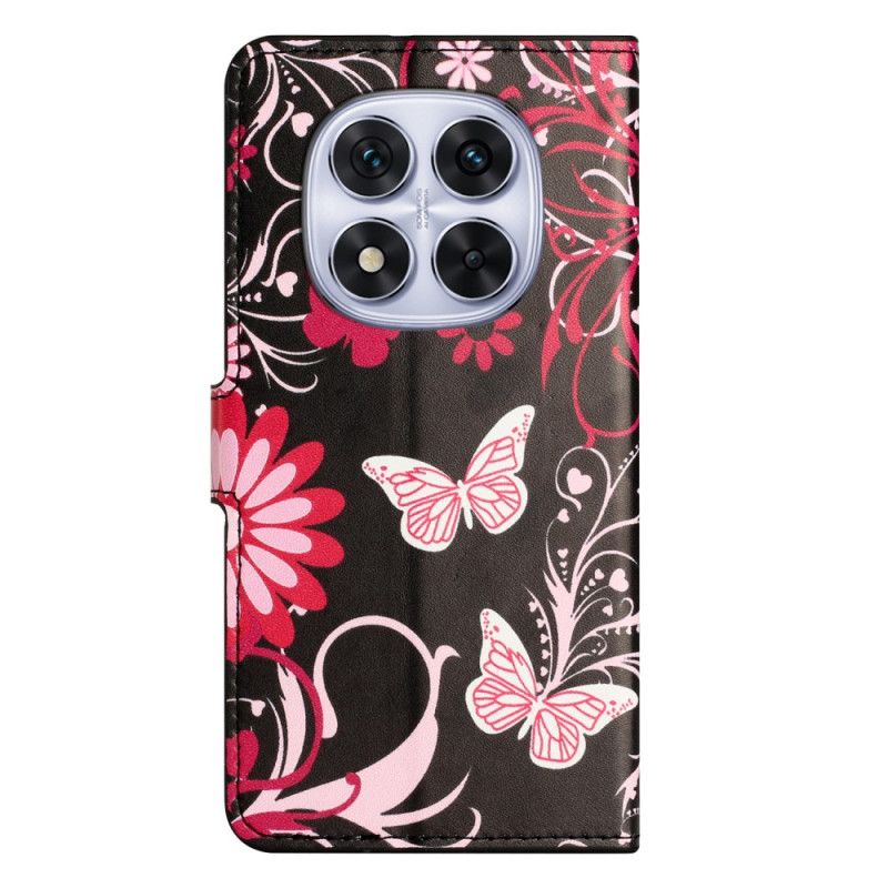 Etui Folio Xiaomi Redmi Note 15 Pro Plus 5g Motyle Na CZarnym Tle