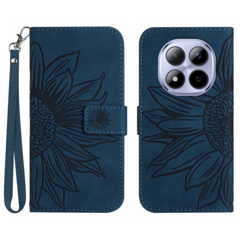 Etui Folio Xiaomi Redmi Note 15 Pro Plus 5g Nadruk Słonecznika Z Paskiem Etui Ochronne