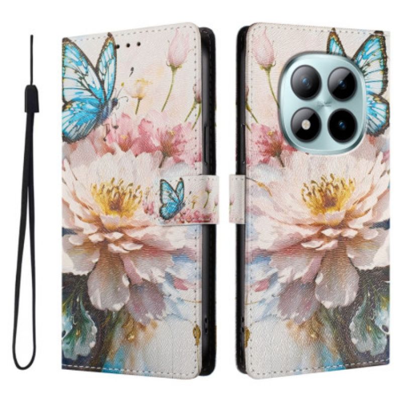 Etui Folio Xiaomi Redmi Note 15 Pro Plus 5g Niebieski Kwiat I Motyl