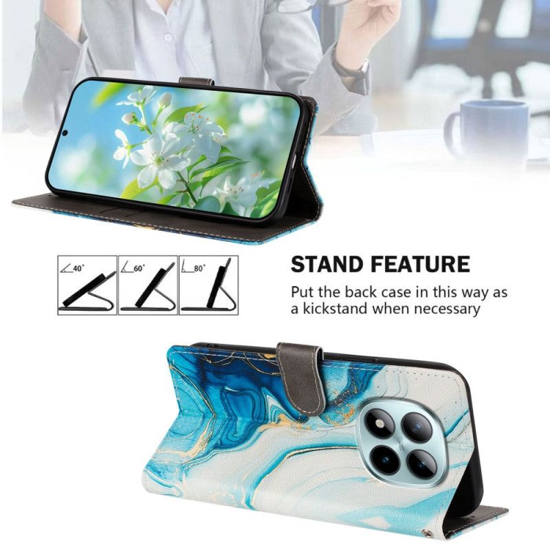 Etui Folio Xiaomi Redmi Note 15 Pro Plus 5g Niebieski Marmur