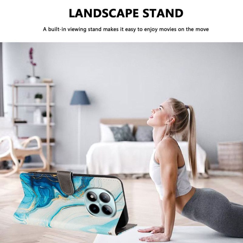 Etui Folio Xiaomi Redmi Note 15 Pro Plus 5g Niebieski Marmur