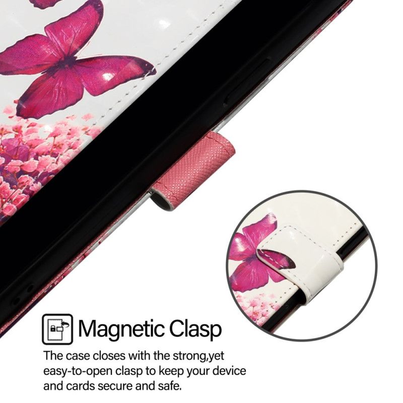 Etui Folio Xiaomi Redmi Note 15 Pro Plus 5g Różowe Motyle