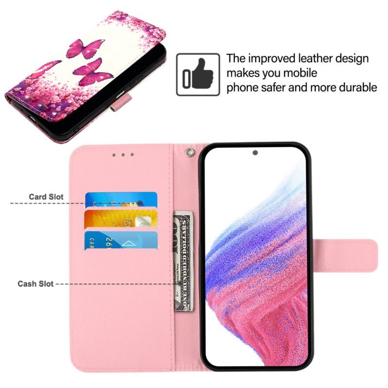 Etui Folio Xiaomi Redmi Note 15 Pro Plus 5g Różowe Motyle