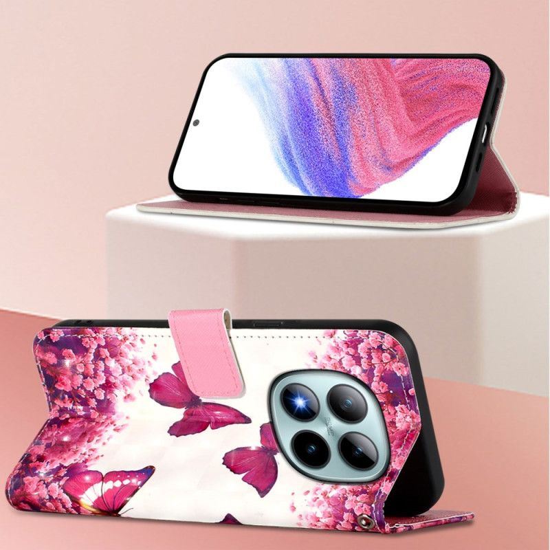 Etui Folio Xiaomi Redmi Note 15 Pro Plus 5g Różowe Motyle
