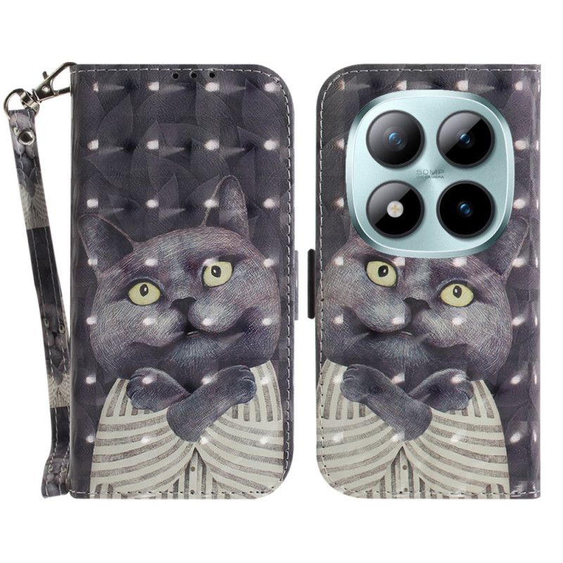 Etui Folio Xiaomi Redmi Note 15 Pro Plus 5g Szary Kot Z Paskiem Etui Ochronne