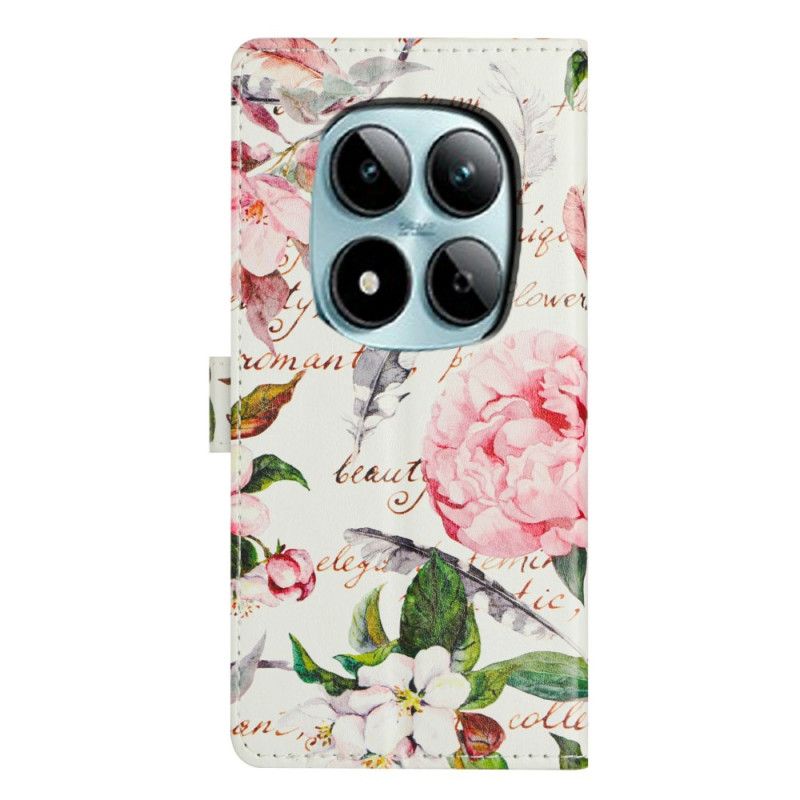 Etui Folio Xiaomi Redmi Note 15 Pro Plus 5g Zielone Kwiaty I Liście