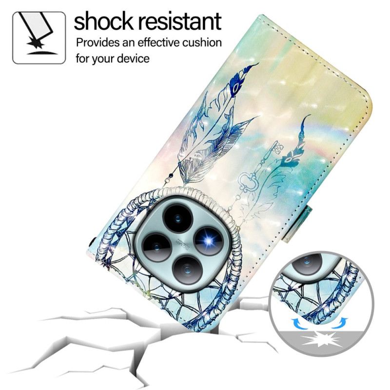 Skórzany Futerał Xiaomi Redmi Note 15 Pro Plus 5g Etui Na Telefon Akwarelowy Łapacz Snów
