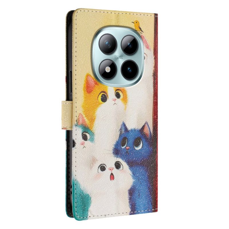 Skórzany Futerał Xiaomi Redmi Note 15 Pro Plus 5g Etui Na Telefon Kolorowe Koty