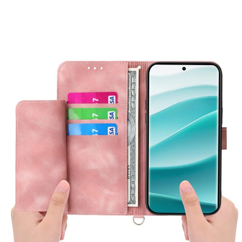 Skórzany Futerał Xiaomi Redmi Note 15 Pro Plus 5g Etui Na Telefon Kwiatowy Wzór Z Paskiem Na Ramię I Szelkami