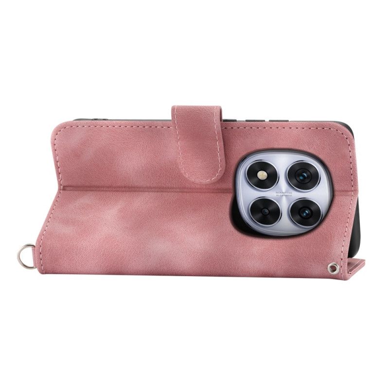 Skórzany Futerał Xiaomi Redmi Note 15 Pro Plus 5g Etui Na Telefon Kwiatowy Wzór Z Paskiem Na Ramię I Szelkami