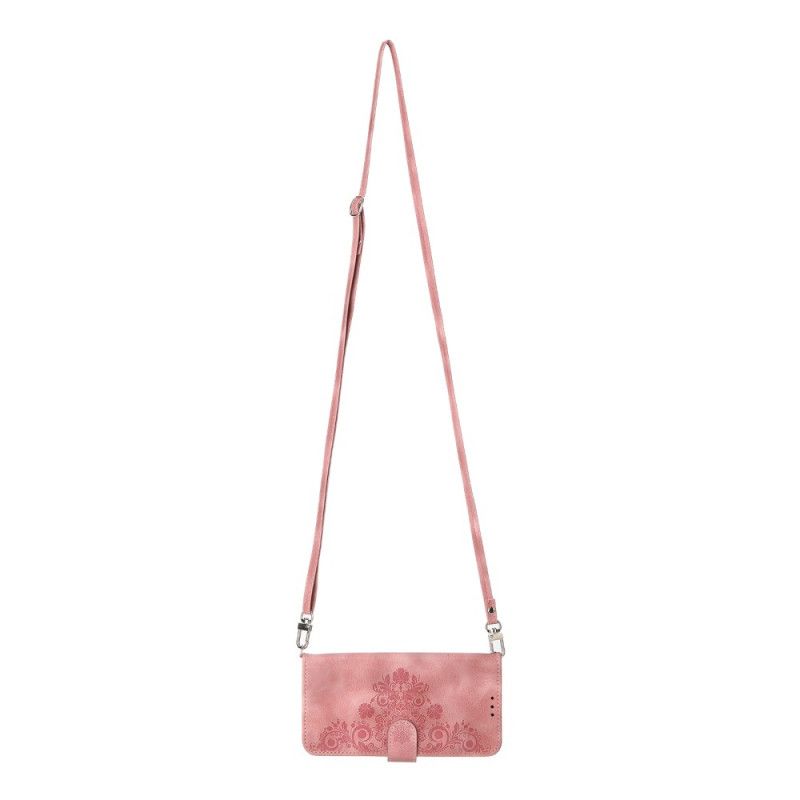 Skórzany Futerał Xiaomi Redmi Note 15 Pro Plus 5g Etui Na Telefon Kwiatowy Wzór Z Paskiem Na Ramię I Szelkami