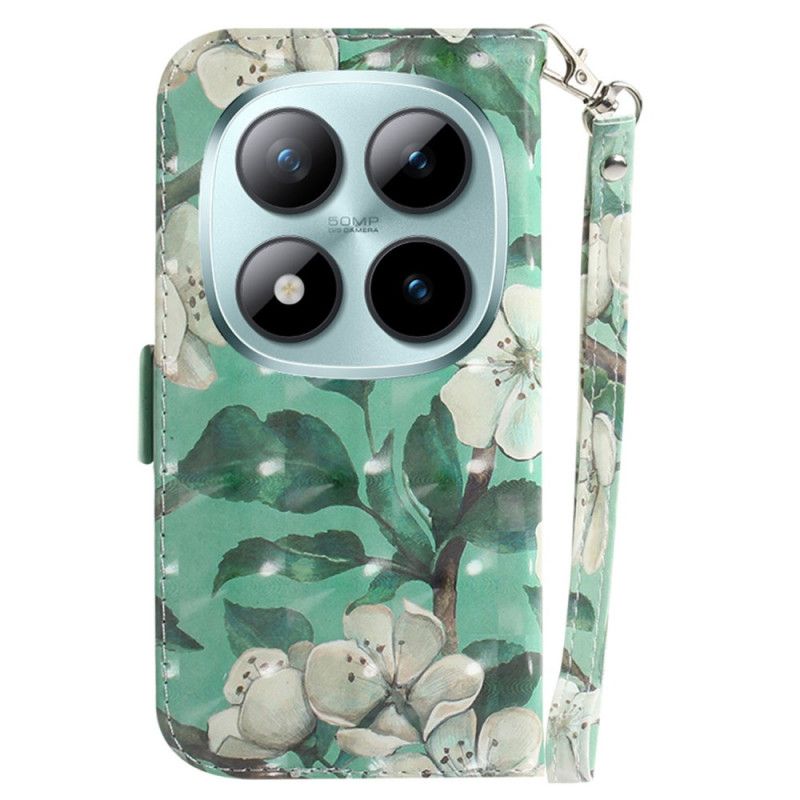 Skórzany Futerał Xiaomi Redmi Note 15 Pro Plus 5g Etui Na Telefon Kwiaty Akwarelowe