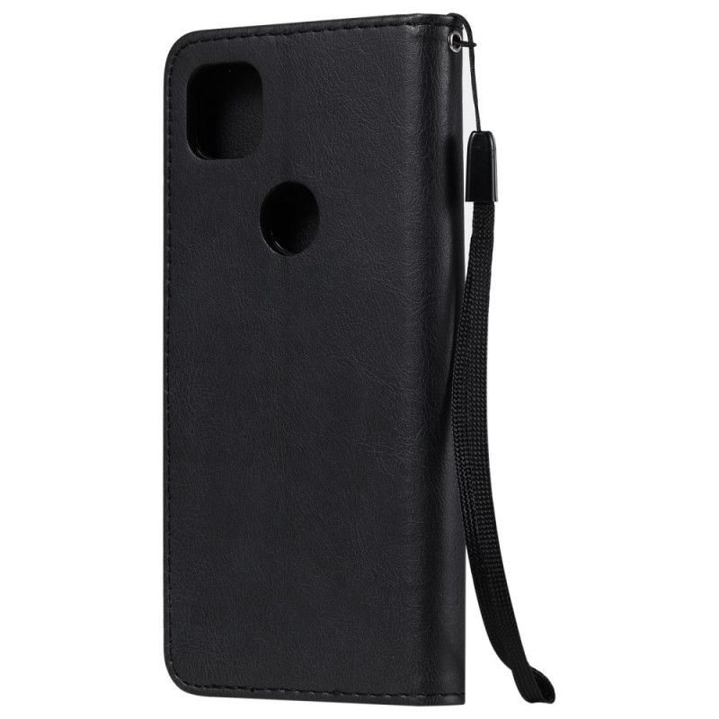 Etui Folio Google Pixel 4a Czerwony Czarny Efekt Skóry Z Paskiem Etui Ochronne